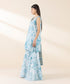 Unstitched Women's Embroidered Lawn Blue Three Piece Suit